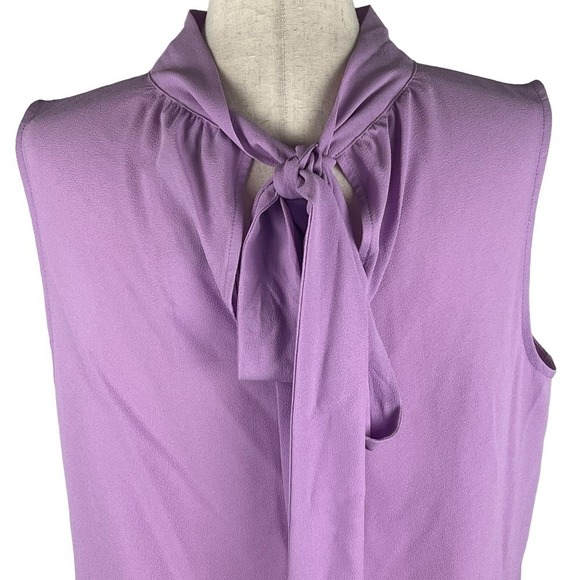 1.‎ STATE SLEEVELESS MOCK TIE NECK BLOUSE IN VIOLET TULLE NWT WOMEN'S SIZE LARGE - Picture 9 of 15